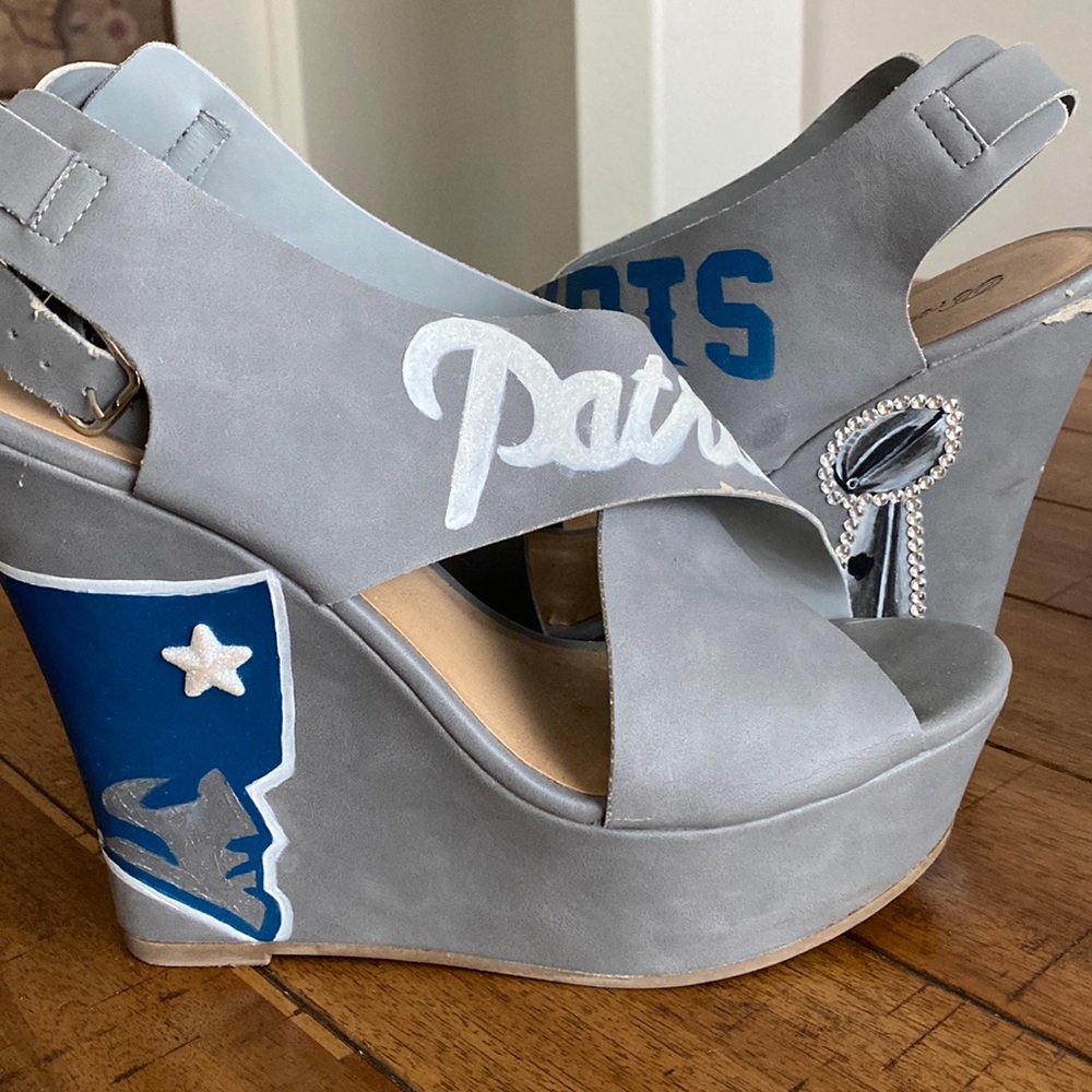 Hand painted New England Patriots Wedges